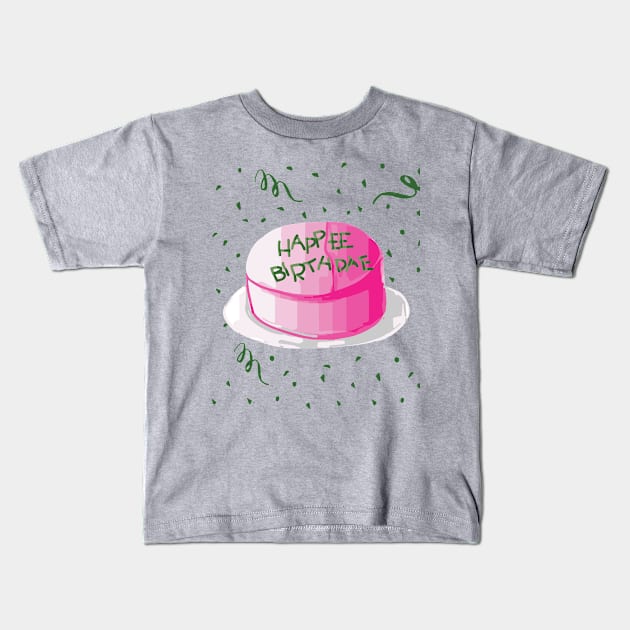 Birthday quotes happee birthdae pink and green frosting birthday cake Kids T-Shirt by eyesasdaggers